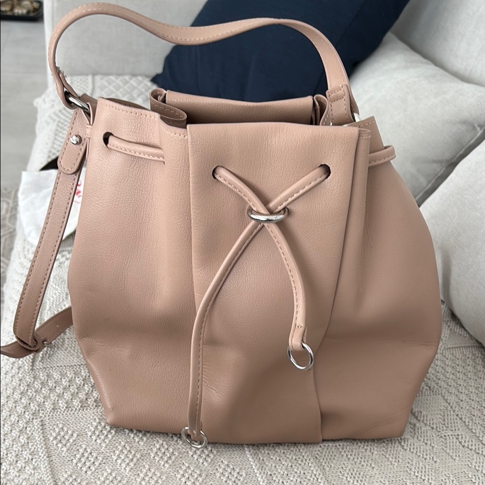Zara Tan Shoulder Bag with Adjustable Strap and Modern Design